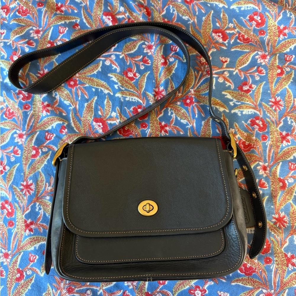 COACH Rambler Black Leather Crossbody Bag